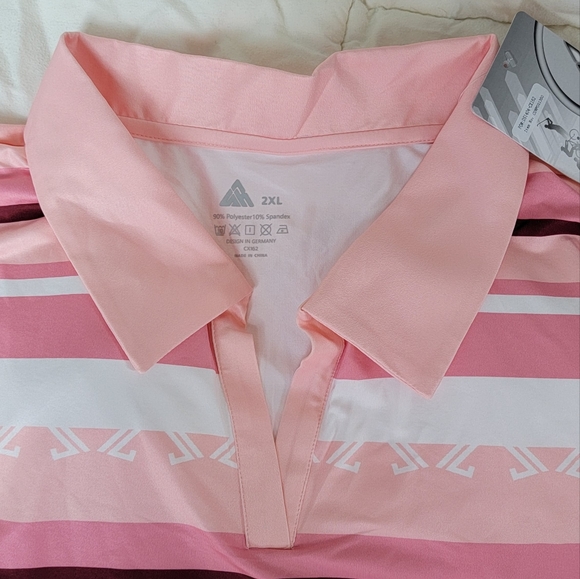 Women's Polo Shirt Pink 2XL Golf Short Sleeve Moisture Wicking - Picture 3 of 9